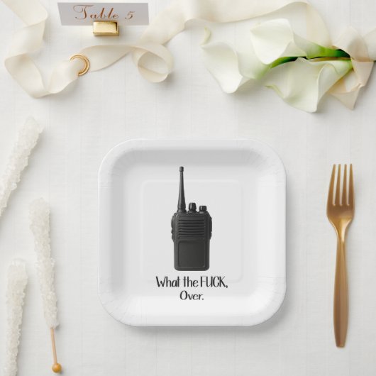 Wat de Fu*k over grappige Walkie Talkie icoon Papieren Bordje (Huwelijk)