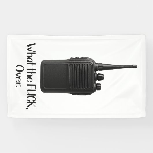 Wat de Fu*k over grappige Walkie Talkie icoon Spandoek (Horizontaal)