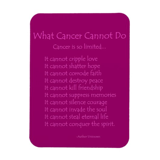 Wat de Kanker niet Magnet van het Gedicht (Roze Te Magneet (Verticaal)