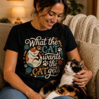 Wat de kat wil krijgt de kat - Fun voor kattenlief T-shirt