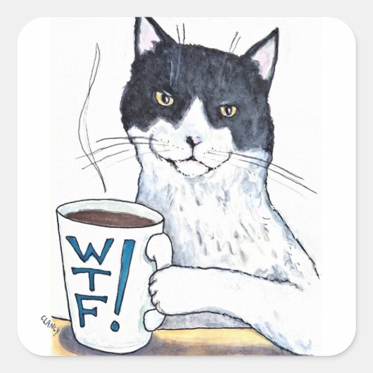 Wat De Katachtige Vierkante Sticker (Voorkant)