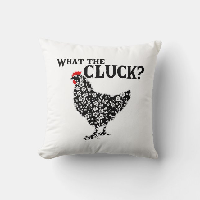 Wat De Kloek Bloem Zwart Wit Rood Kip Kussen (Voorkant)