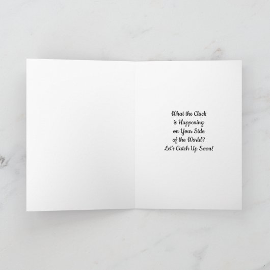 Wat de klok is gebeurd Funny Chicken Pun Kaart (Binnen)