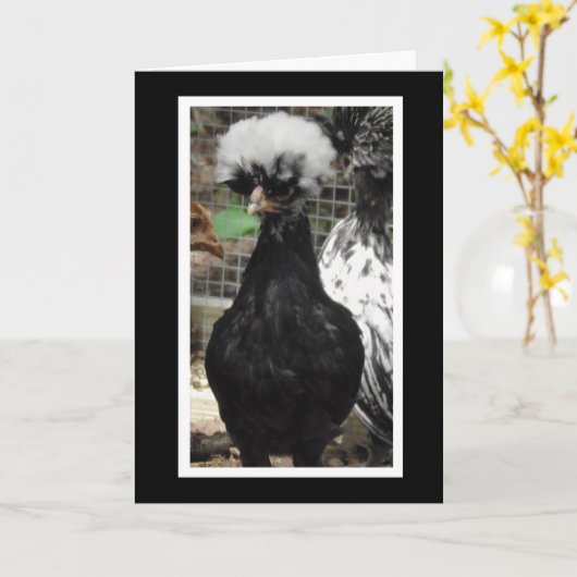 Wat de klok is gebeurd Funny Chicken Pun Kaart (Gele Bloem)