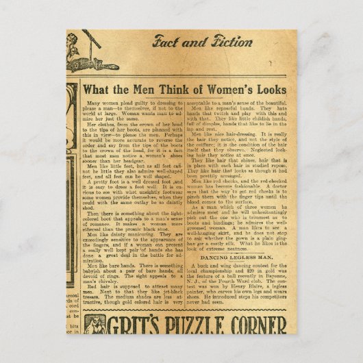 Wat de Mannen denken van de vrouwenkijkers in 1907 Briefkaart (Voorkant)