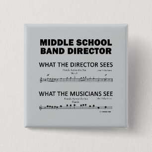 Wat de middelste school ziet vierkante button 5,1 cm
