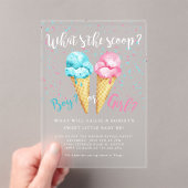 Wat de Scoop Ice Cream Gender Reveal Party Acryl Uitnodigingen (Insitu (Draagbaar))