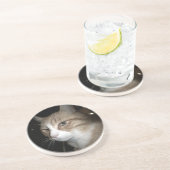 Wat denkt hij? zandsteen onderzetter (Zijkant)