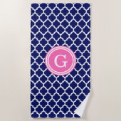 WAT DIY-kleuren BG Moroccan #5 1IR Hot-roze monogr Strandlaken (Voorkant)