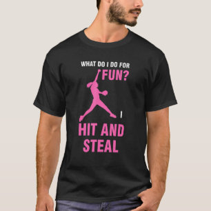 wat doe ik voor de lol ik hit softbal speler t-shirt