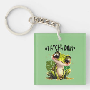 Wat doe je? Grappige nieuwsgierige kikker Sleutelhanger