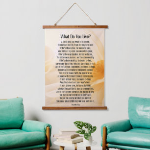 Wat doe je live gedicht / hout getooid wandtapijt hangend wandkleed