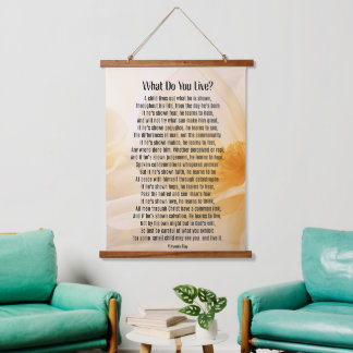 Wat doe je live gedicht / hout getooid wandtapijt hangend wandkleed