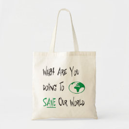 Wat doe je om onze wereld te redden? tote bag
