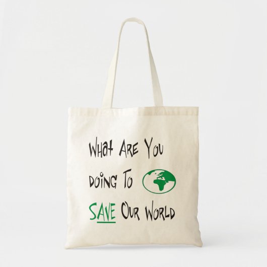Wat doe je om onze wereld te redden? tote bag (Voorkant)