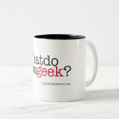 Wat doe je? tweekleurige koffiemok (Voorkant rechts)