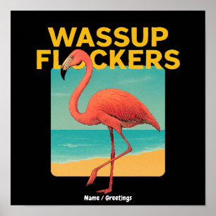 Wat doen Flockers Fun Flamingo Retro Strand Citaat Poster