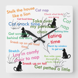 Wat doen katten op een dag Kattenklok Vierkante Klok