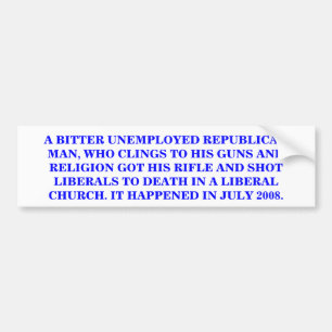 WAT DOET EEN REPUBLIKEINSE PISTOOL & RELIGIE CLING BUMPERSTICKER