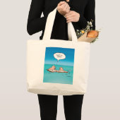 Wat doet u? Funny Shipwreck Cartoon Grote Tote Bag (Voorkant (product))