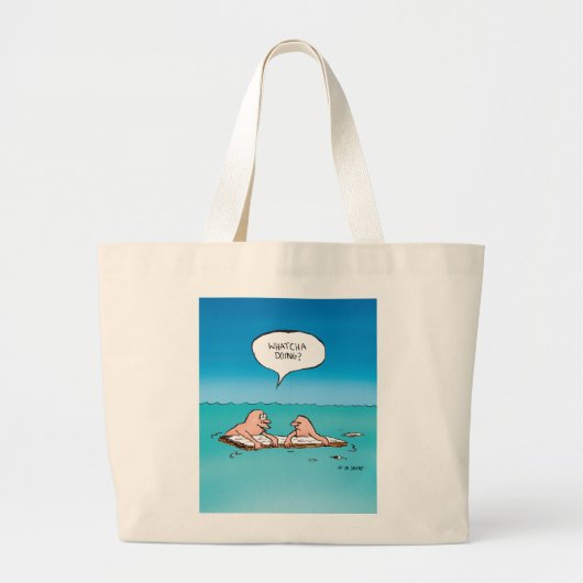 Wat doet u? Funny Shipwreck Cartoon Grote Tote Bag (Voorkant)