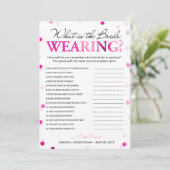 Wat draagt de bruid Bruids Shower Spel Kaart (Staand voorkant)