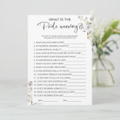 Wat Draagt De Bruid Bruidsjurk Shower Spel Kaart (Staand voorkant)