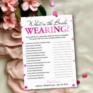 Wat draagt de bruid spel   Magenta Confetti Kaart