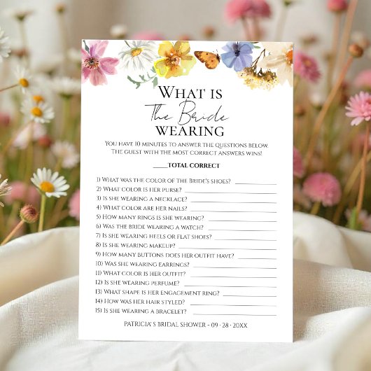 Wat draagt de bruid? | Wildbloemspel Kaart