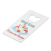 Wat drijft je kip 2? creditkaart flessenopener (Voorkant Gekanteld)