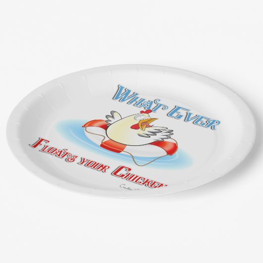 Wat drijft je kip 2? papieren bordje (Gekanteld)