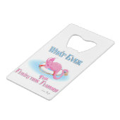 Wat drijft je roze flamingo? creditkaart flessenopener (Achterkant Gekanteld)