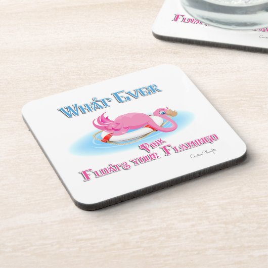 Wat drijft je roze flamingo? onderzetter (Linkerzijde)
