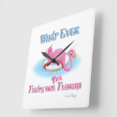 Wat drijft je roze flamingo? vierkante klok (Hoek)