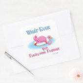 Wat drijft je roze flamingo? vierkante sticker (Envelop)