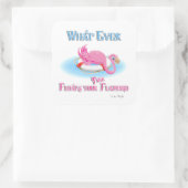 Wat drijft je roze flamingo? vierkante sticker (Tas)