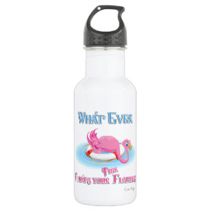 Wat drijft je roze flamingo? waterfles