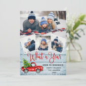 Wat een 2020 Kerstrood Boerderij Truck 4 Foto Feestdagenkaart (Staand voorkant)