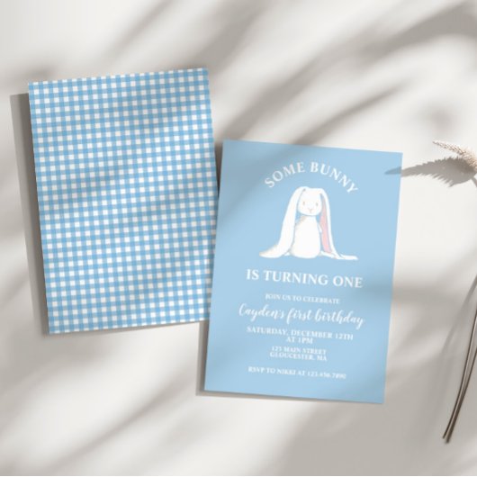 Wat een Bunny is een blauwe Eerste Dag Uitnodiging