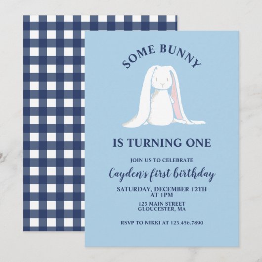 Wat een Bunny is een blauwe Eerste Dag Uitnodiging (Voorkant / Achterkant)