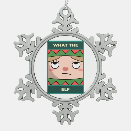 Wat een Elf Tin Sneeuwvlok Ornament (Voorkant)