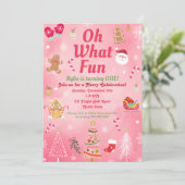 Wat een felroze kerstfeestdag uitnodigingen (Staand voorkant)