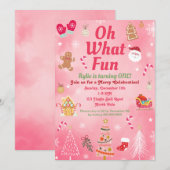 Wat een felroze kerstfeestdag uitnodigingen (Voorkant / Achterkant)