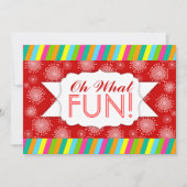 "Wat een FUN!" Whimsical Stripe Custom Invitations Kaart (Voorkant)