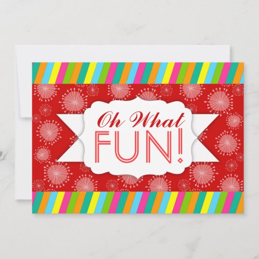 "Wat een FUN!" Whimsical Stripe Custom Invitations Kaart (Voorkant)