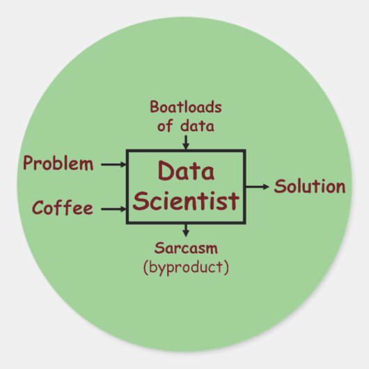 Wat een gegevenswetenschapper de hele dag doet ronde sticker (Voorkant)