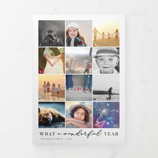 Wat een geweldig jaar in Review 20 Foto Collage Drieluik Wenskaart (Cover)