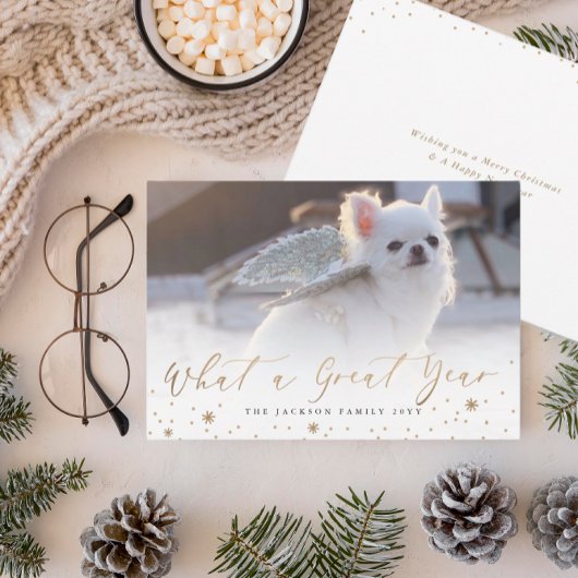 Wat een geweldig jaar | Moderne fotokerstkaart Feestdagenkaart