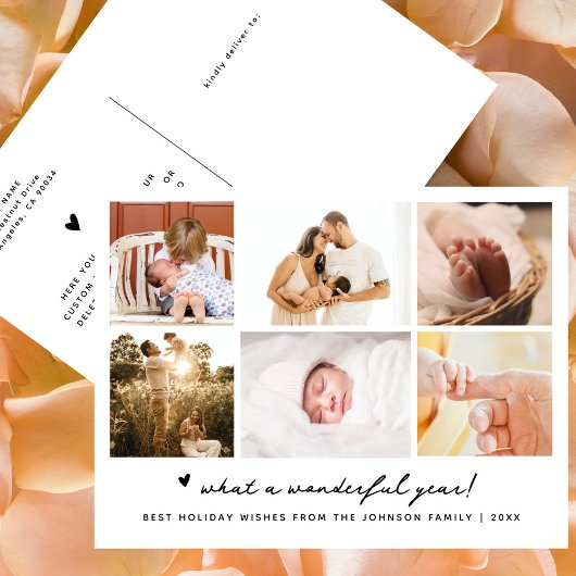 Wat een geweldig jaar Simple 6 Photo Chic Script Feestdagenkaart