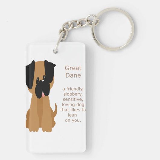 Wat een geweldige Deen is Fun Dog Quote Sleutelhanger (achterkant)